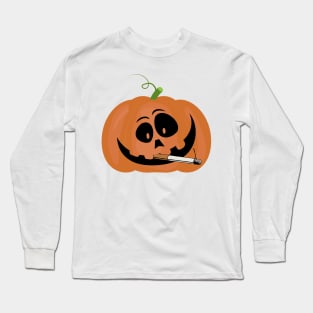 halloween scary evil pumpkin funny pumpkin head Long Sleeve T-Shirt